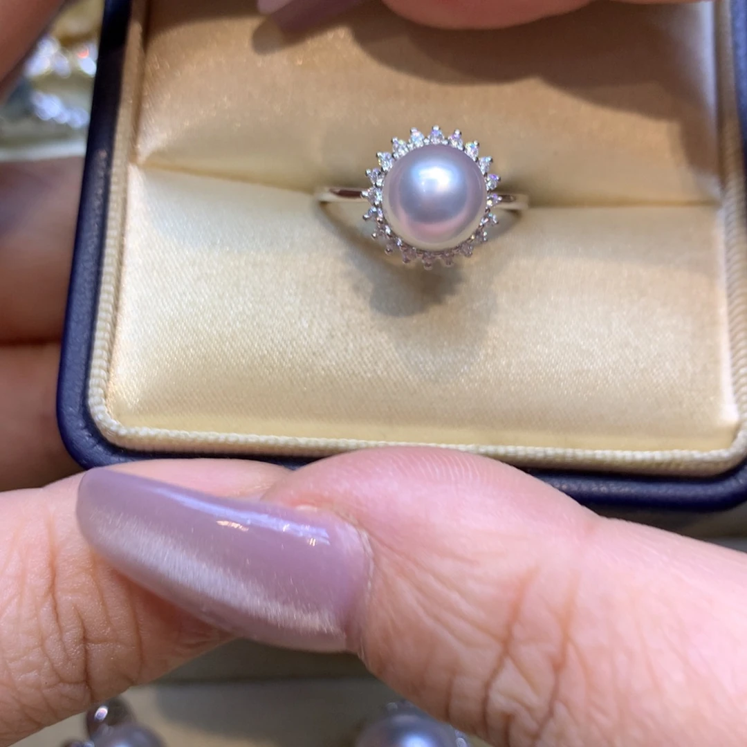 银S925镶嵌戒指海水珍珠