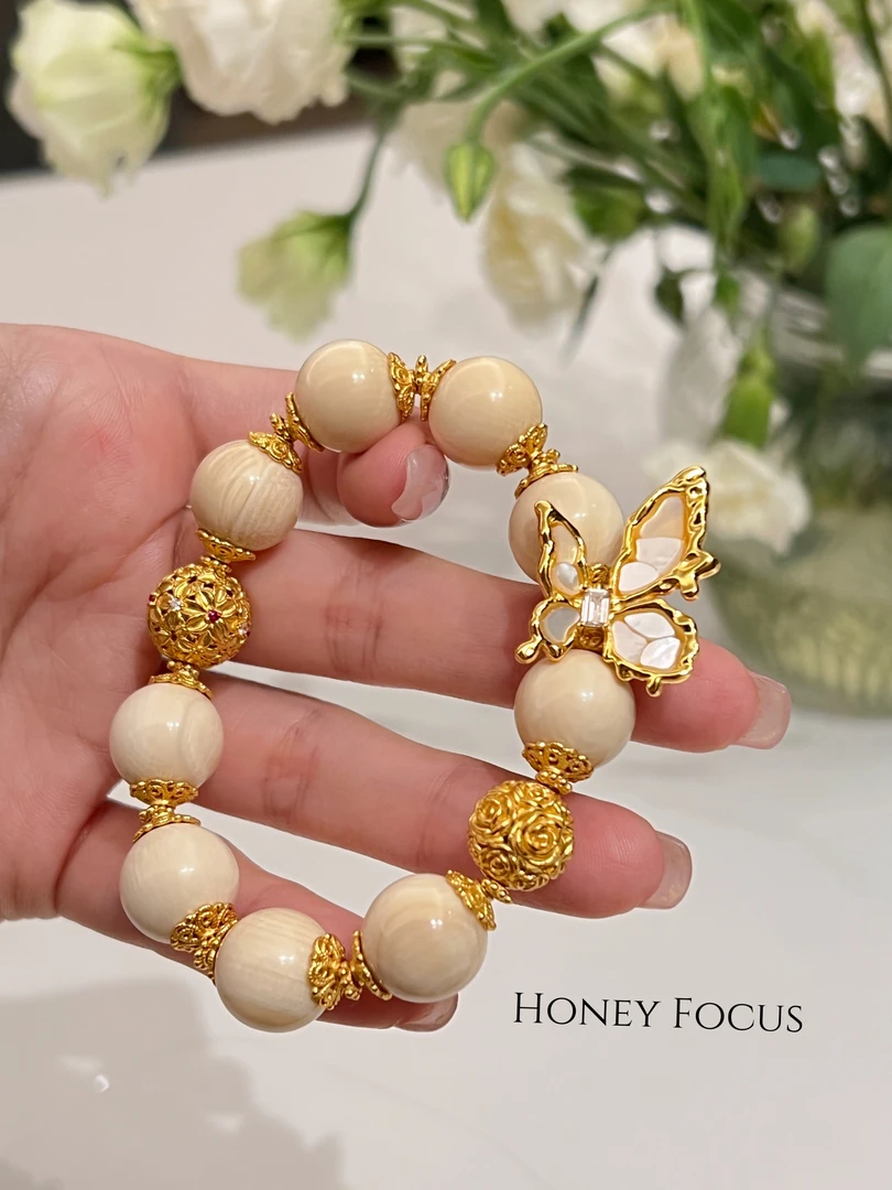 925银合成锆石手链 蝴蝶梦境手链 白色中式轻奢复古风手链 #9340