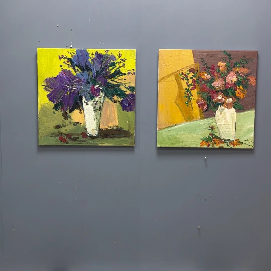 鱼***园手工手绘精品油画白色框