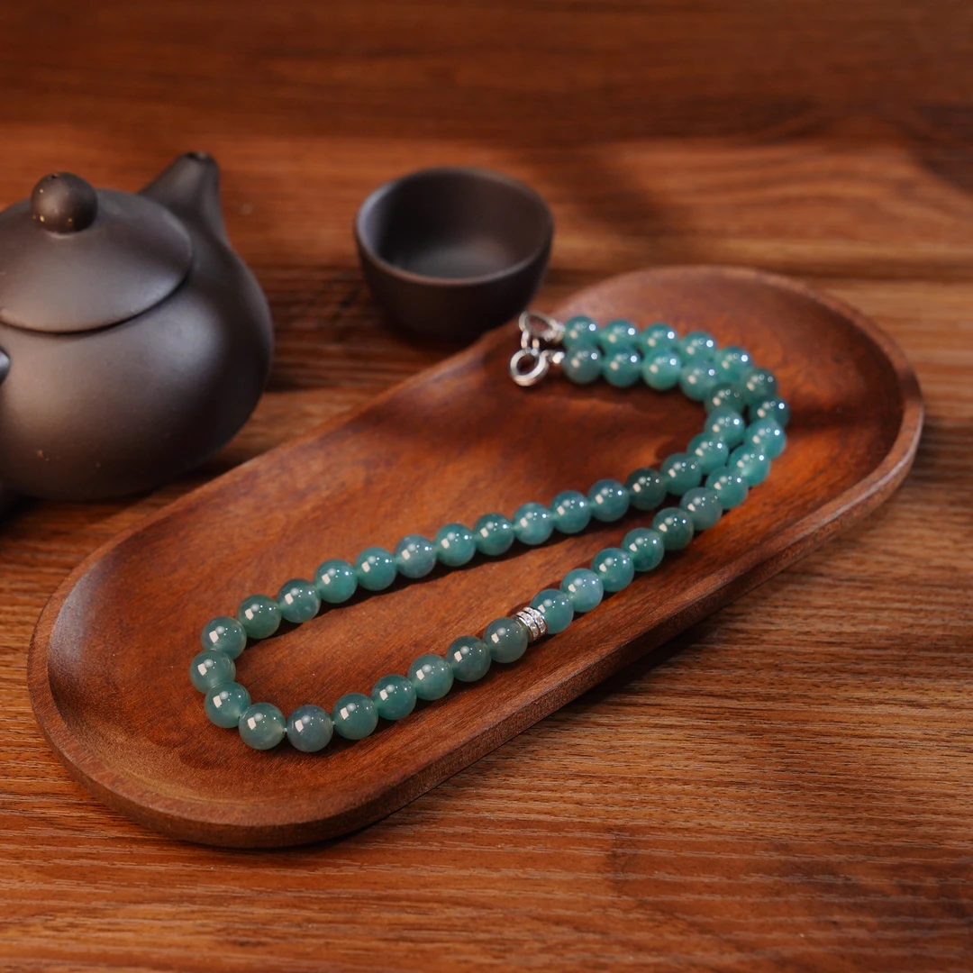 【睿泽鉴宝】S925翡翠项链9mm GG0328