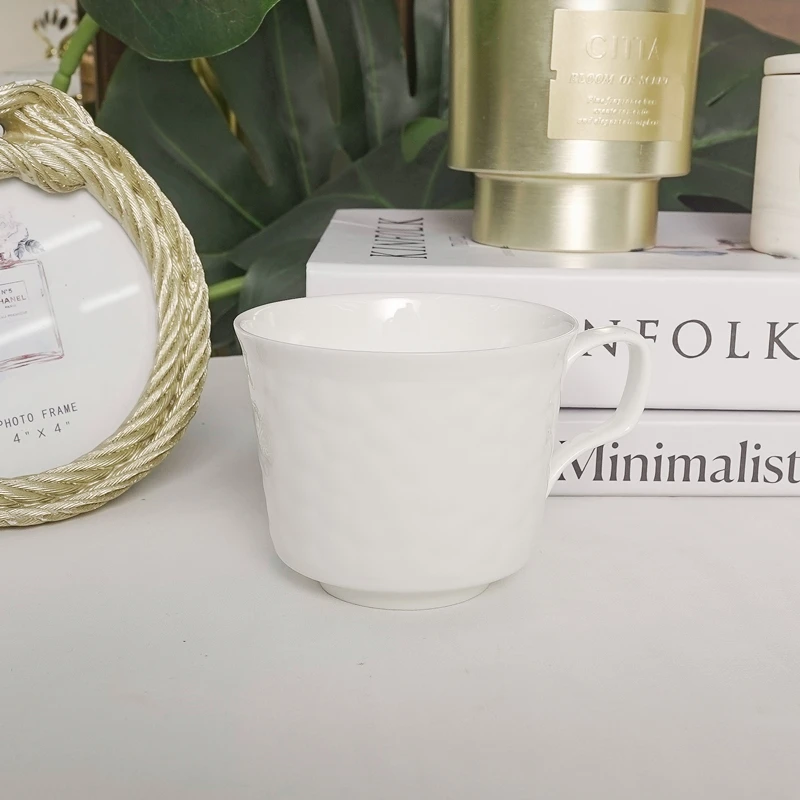 INGRI英格丽 「水立方纯白咖啡杯」纯白简约浮雕咖啡杯喝水杯