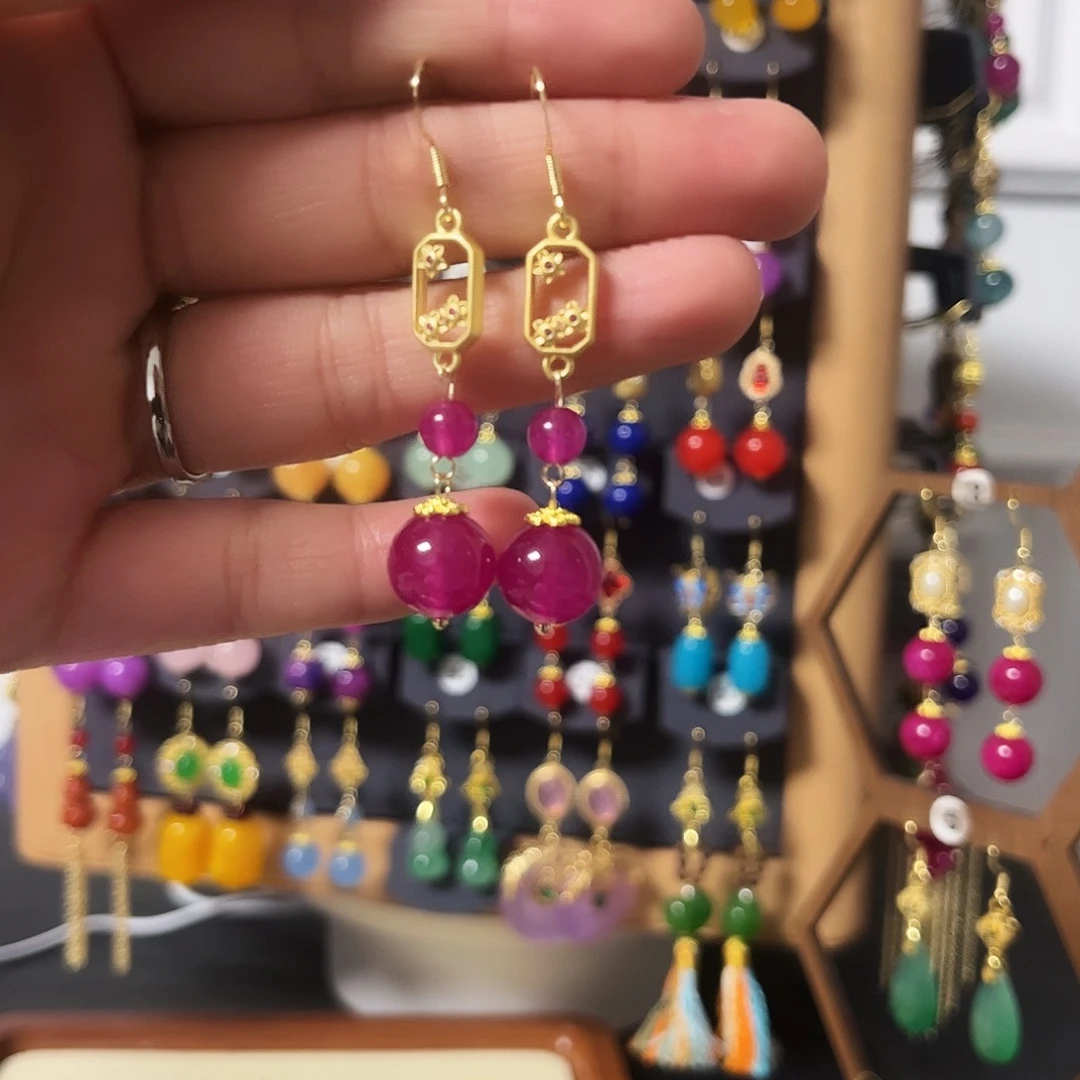 锆石纯铜925银耳饰