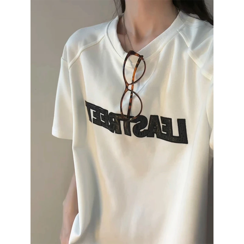 cleanfit贴布刺绣t恤男生夏季美式穿搭正肩短袖重磅硬挺痞帅半袖