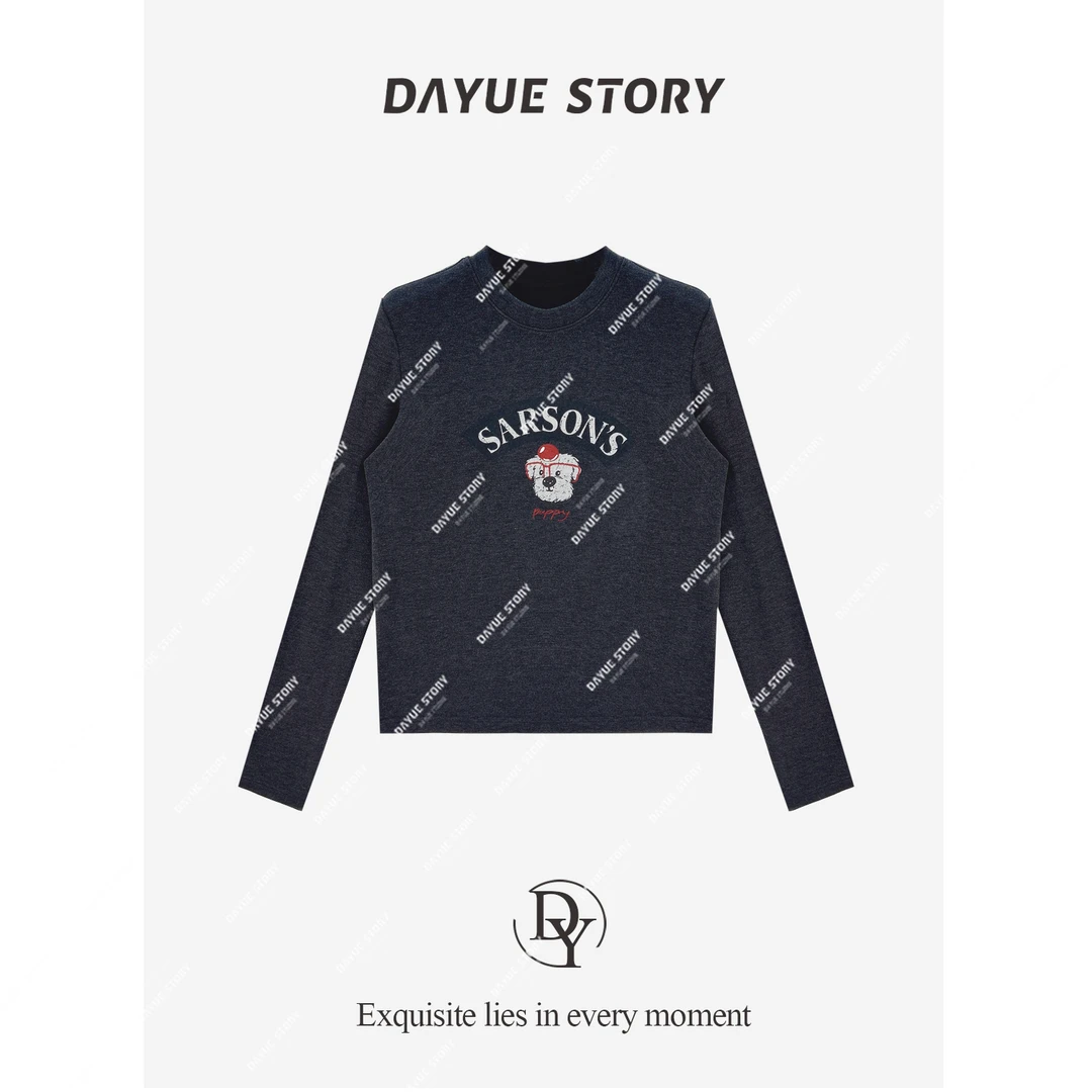 DAYUE【毛球】日常好穿~内里抓绒！高品秋冬韩版印花百搭显瘦长袖T恤