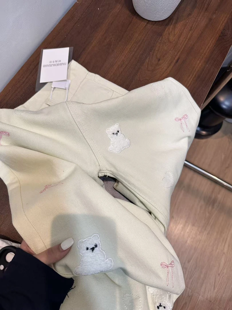8281秋季新款高腰牛仔裤女宽松直筒显瘦阔腿爆款设计款长裤子