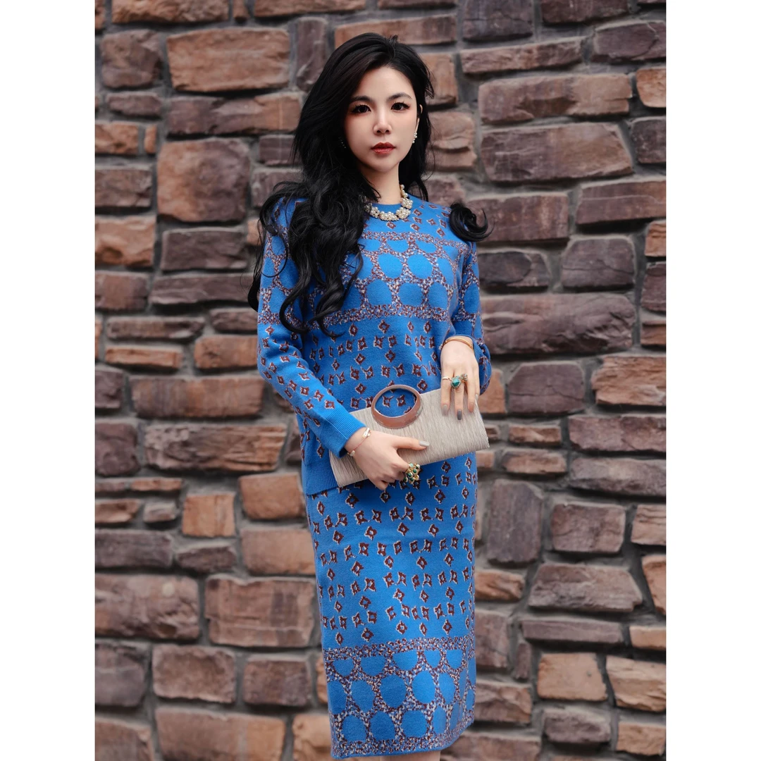 HZHJ新款福利！蓝色幻想 套装裙厚款气质高贵时尚轻奢 1467
