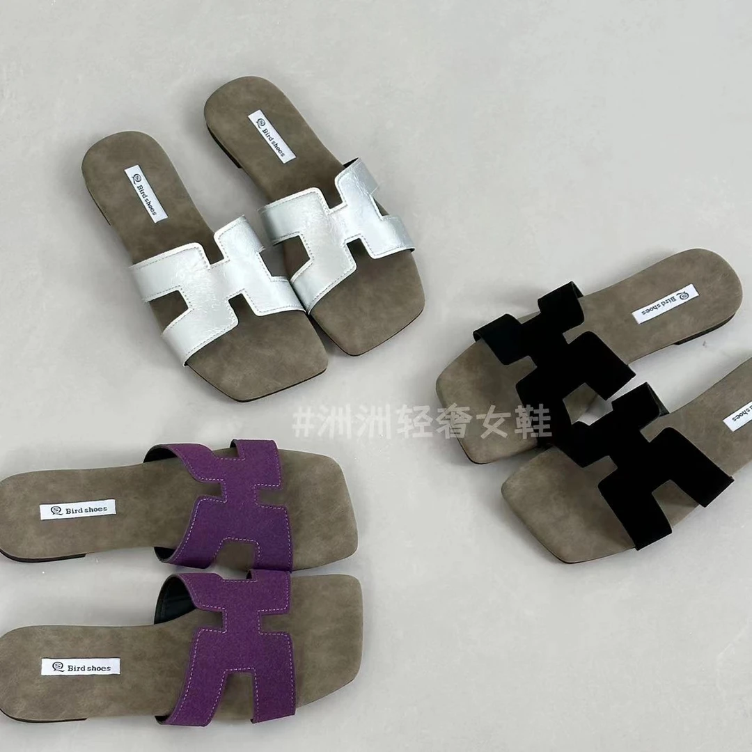 养马女孩~女夏外穿2025夏季新款韩版一字拖平底百搭沙滩拖鞋凉拖