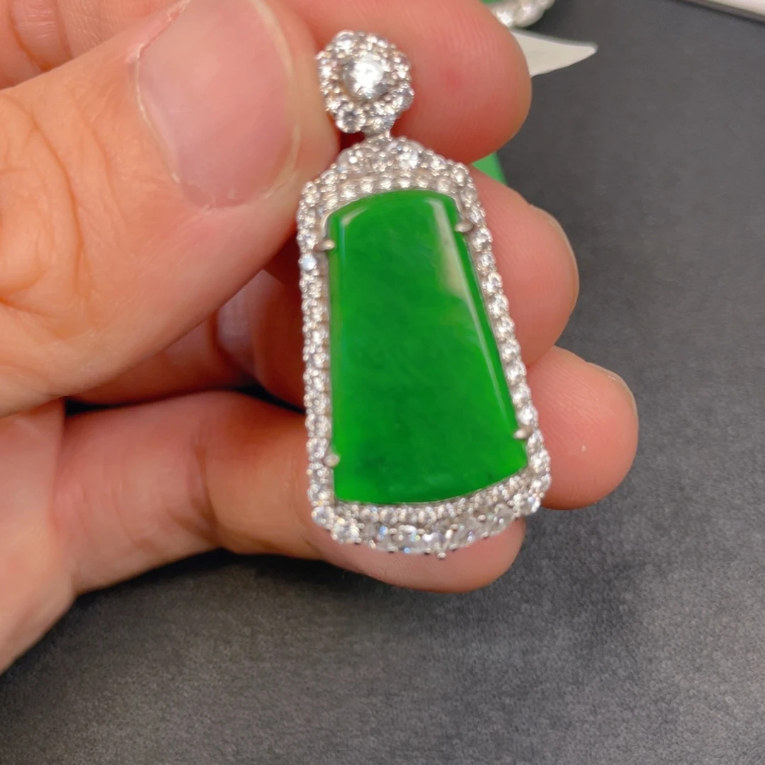 吊坠(不含链)银S925镶嵌翡翠