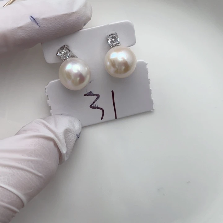 淡水珍珠耳饰银S925镶嵌