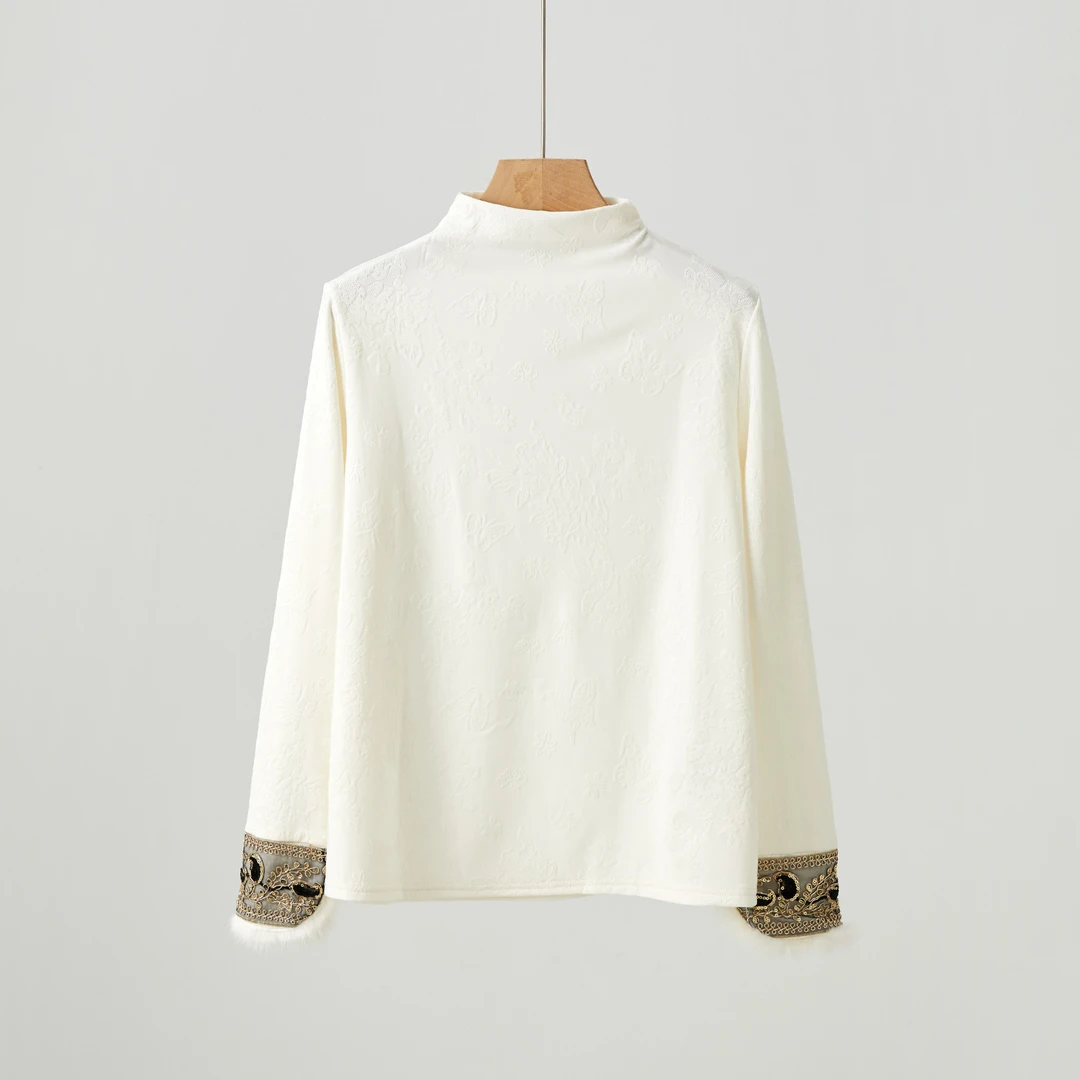 [清风]小衫长袖时尚百搭打底复古中式秋季秋冬中国风半高领