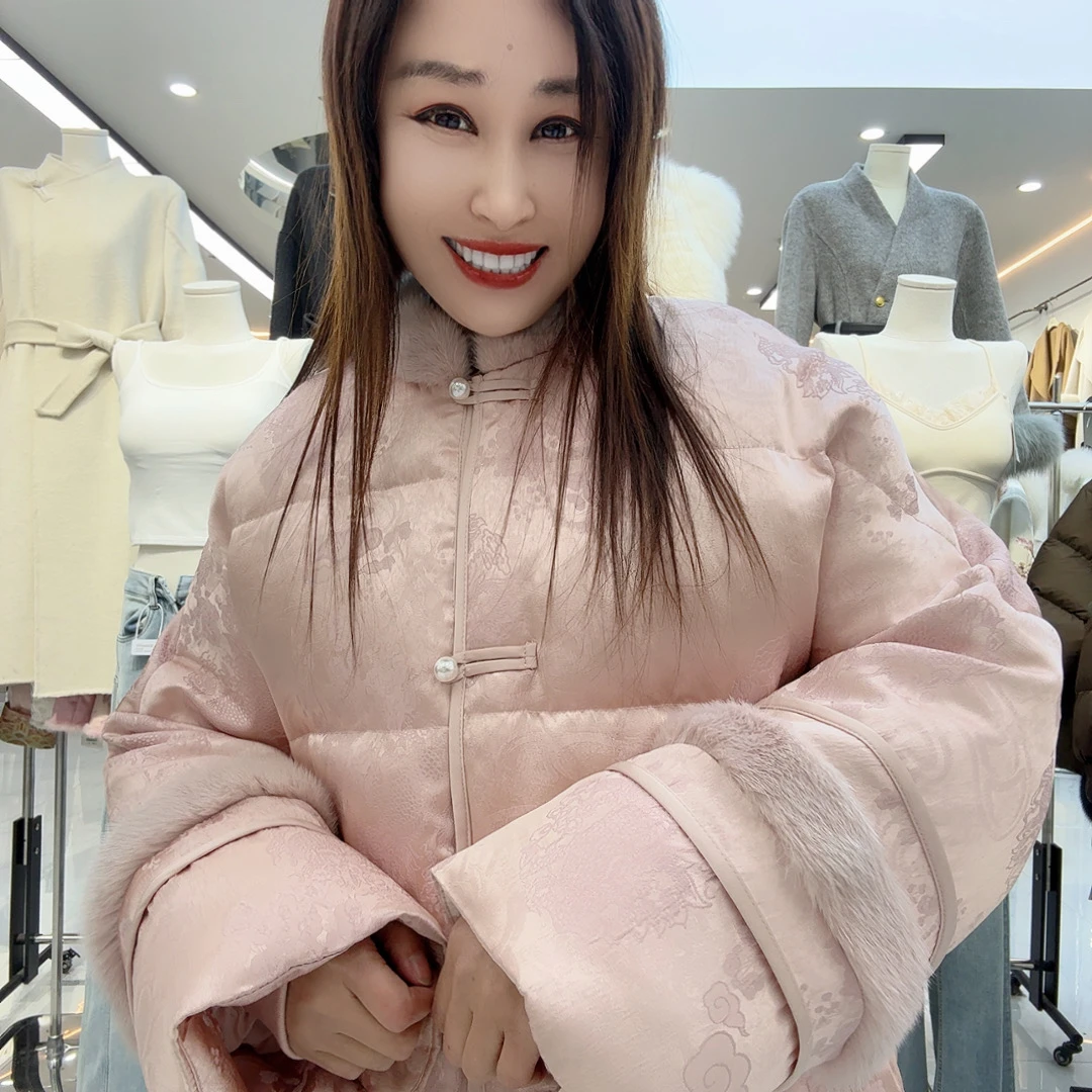 8321 立领刺绣加厚毛毛棉服 xin