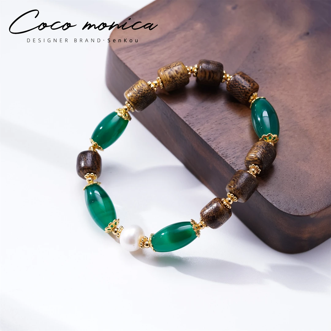 【小霞珠宝】手链玛瑙珍珠沉香气质轻奢百搭小众复古  AD95