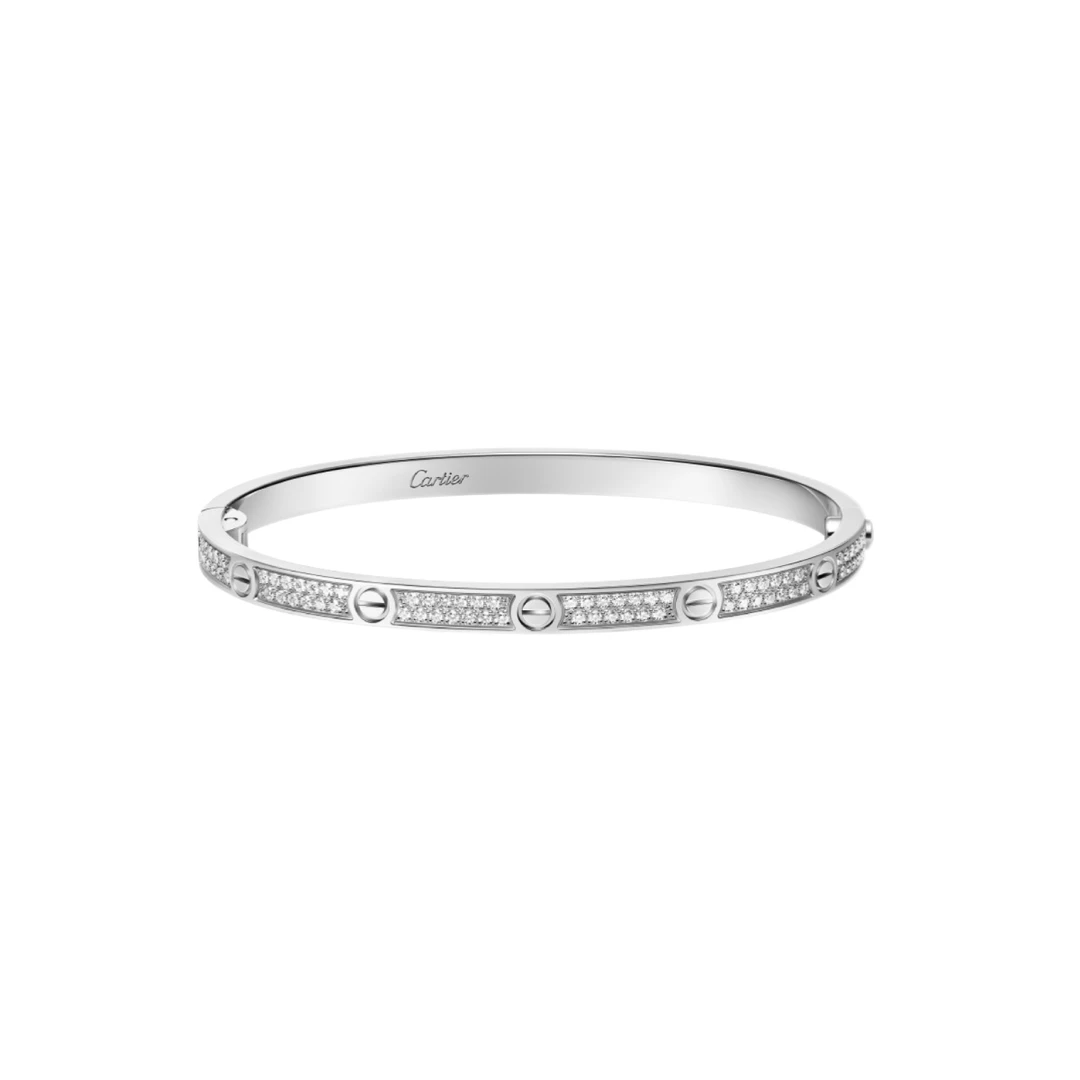 99新 Cartier/卡地亚 /LOVE/系列/白金色满天星满钻窄版手镯