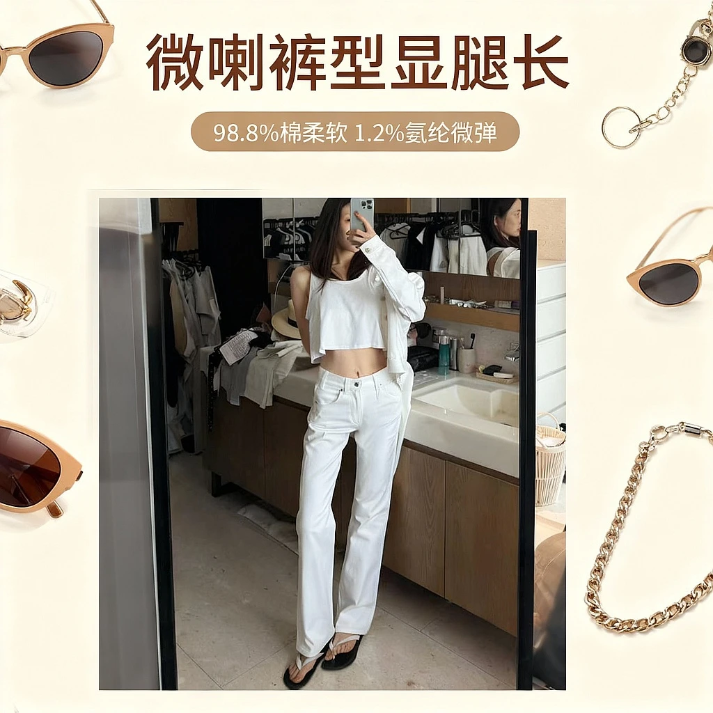 ROMI STUDIO“绅士优雅”棉质柔软微弹YKK拉链微喇牛仔裤RWCSXB2145