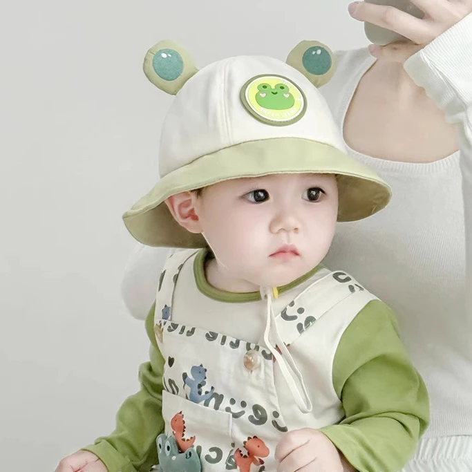 婴儿帽子春秋薄款男童超萌卡通遮阳渔夫帽春天女宝宝防晒百搭盆帽