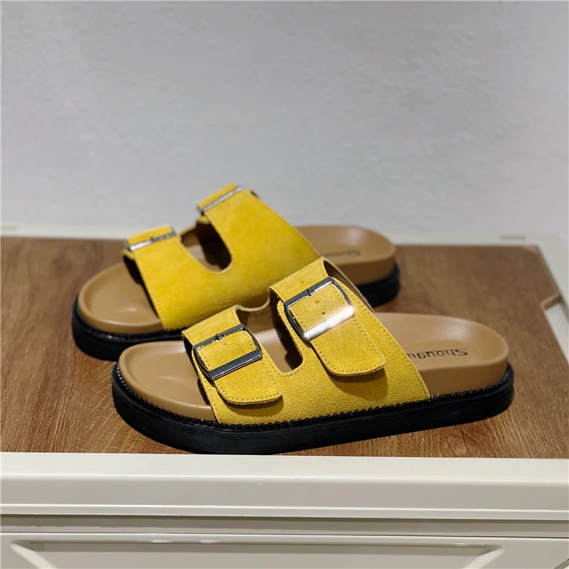 首谷SHOUGU勃肯拖鞋女2025夏季新款一字外穿防滑软底平底沙滩凉拖