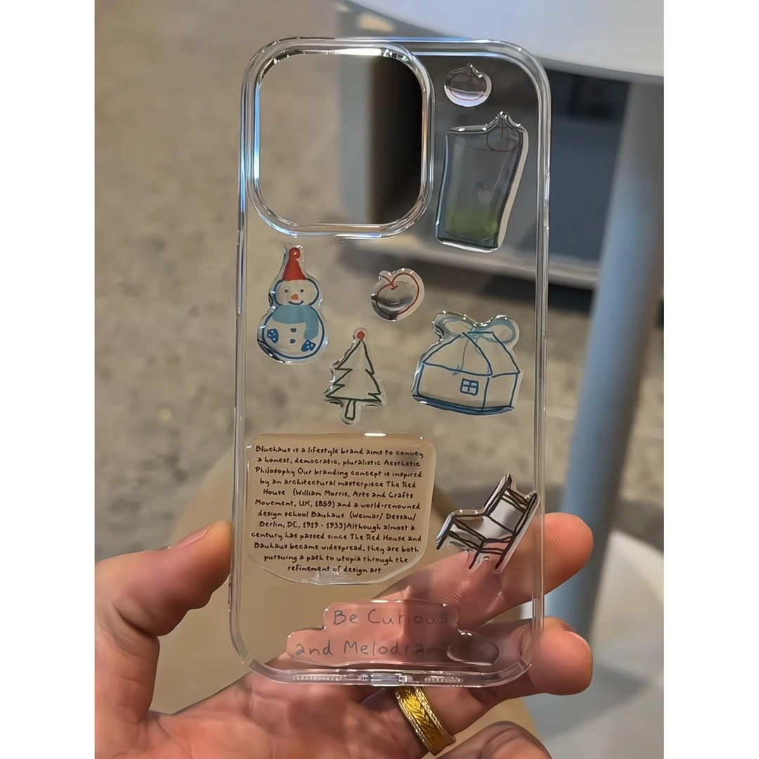 BANCA可爱雪人DIY贴纸适用iPhone15苹果16手机壳华为vivo小米oppo