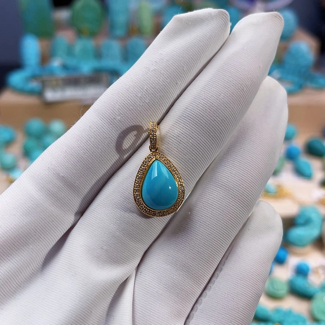 绿松石珠宝奇石18K金镶嵌