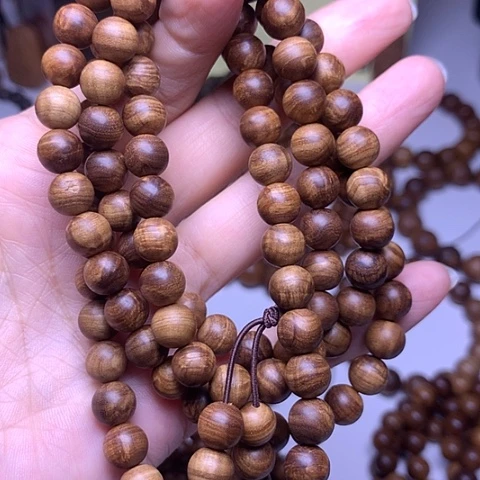 檀香木无事牌兵**存老山檀香0.8/108颗横纹虎皮沉水波