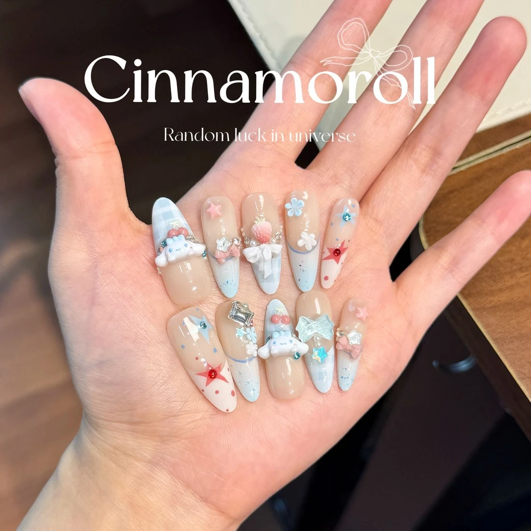 萌物拯救世界|三丽鸥可爱卡通组合少女显白童趣纯手工穿戴式美甲