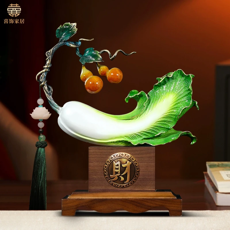 白菜如意全铜摆件客厅办公桌家居装饰品乔迁新居开业送礼物品