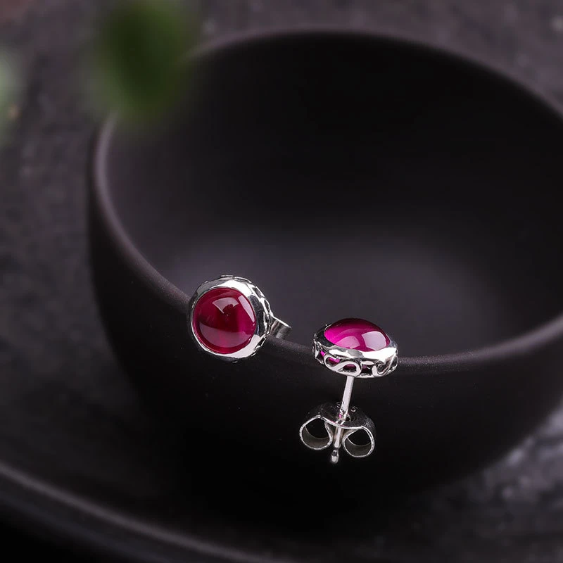 925银耳饰 S925手工女士小清新红耳钉