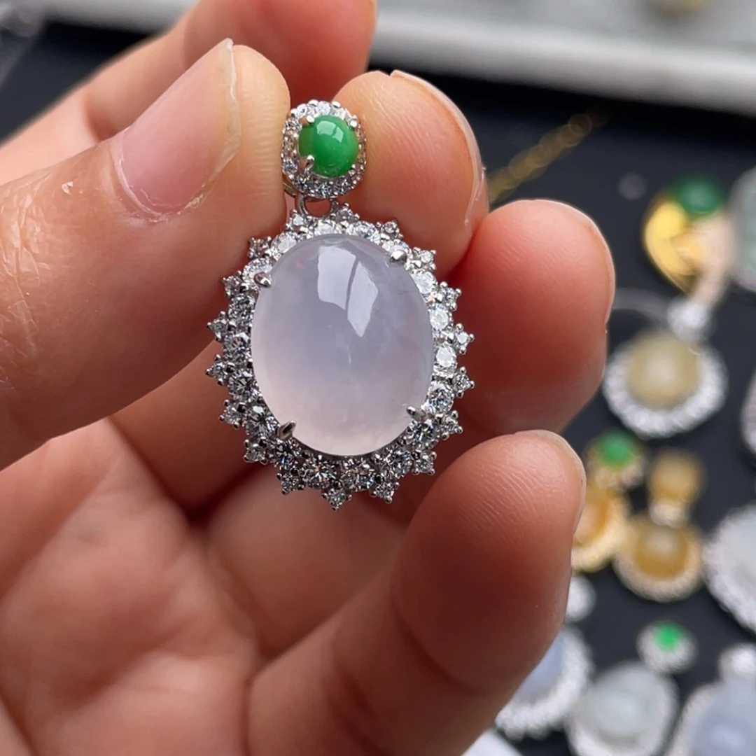 翡翠银S925镶嵌吊坠(不含链)