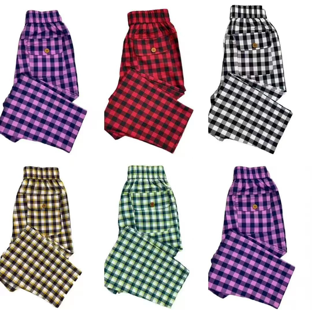 夏季薄款宽松版型显瘦百搭九分格子休闲裤（裤长86厘米左右）