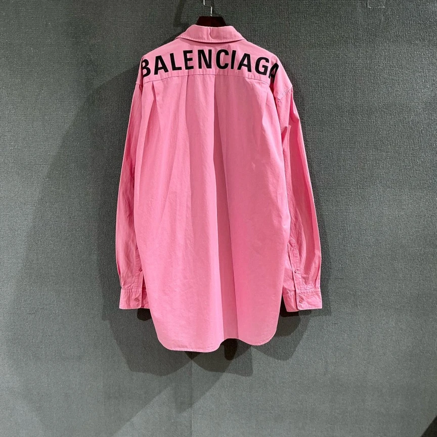 95新 Balenciaga/巴黎世家 （pm）背后印花粉色衬衫 38码/3658