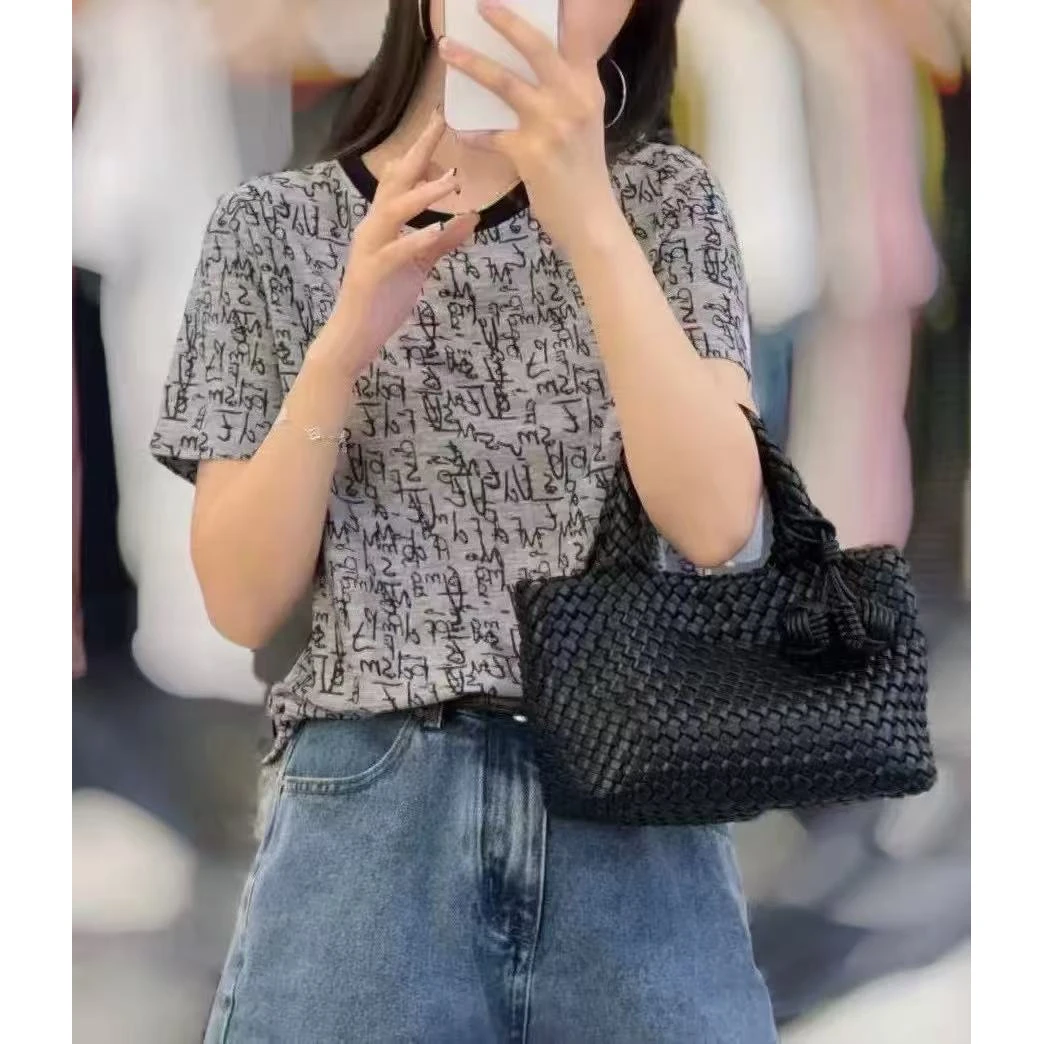 （玉姐家）新款韩版百搭圆领短袖T恤女上衣 新选f1357 J09280