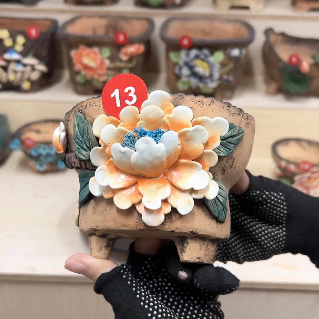 紫砂花盆13号内口11.5外高10