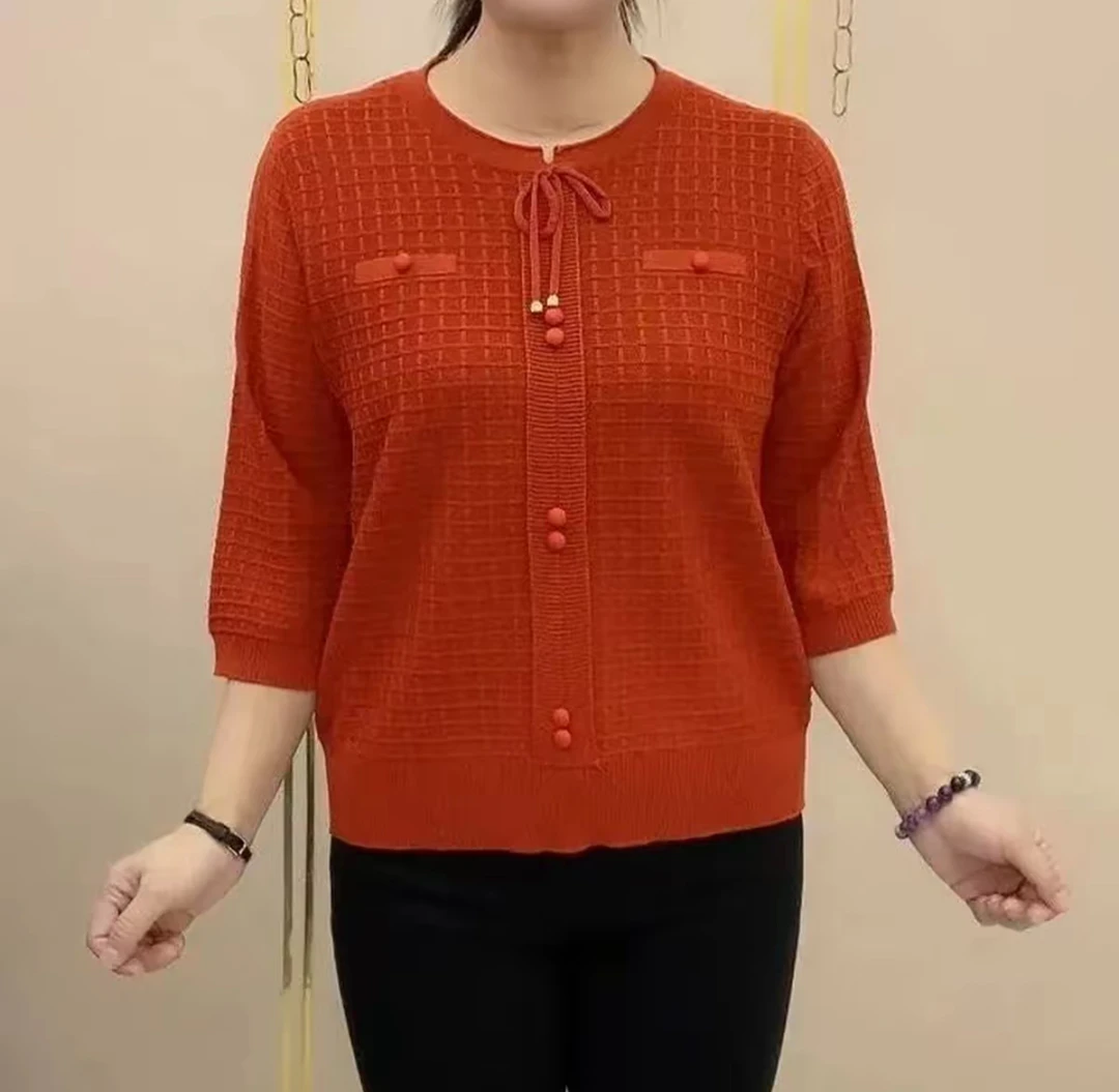 秋季七分袖针织衫早秋新款女洋气女装