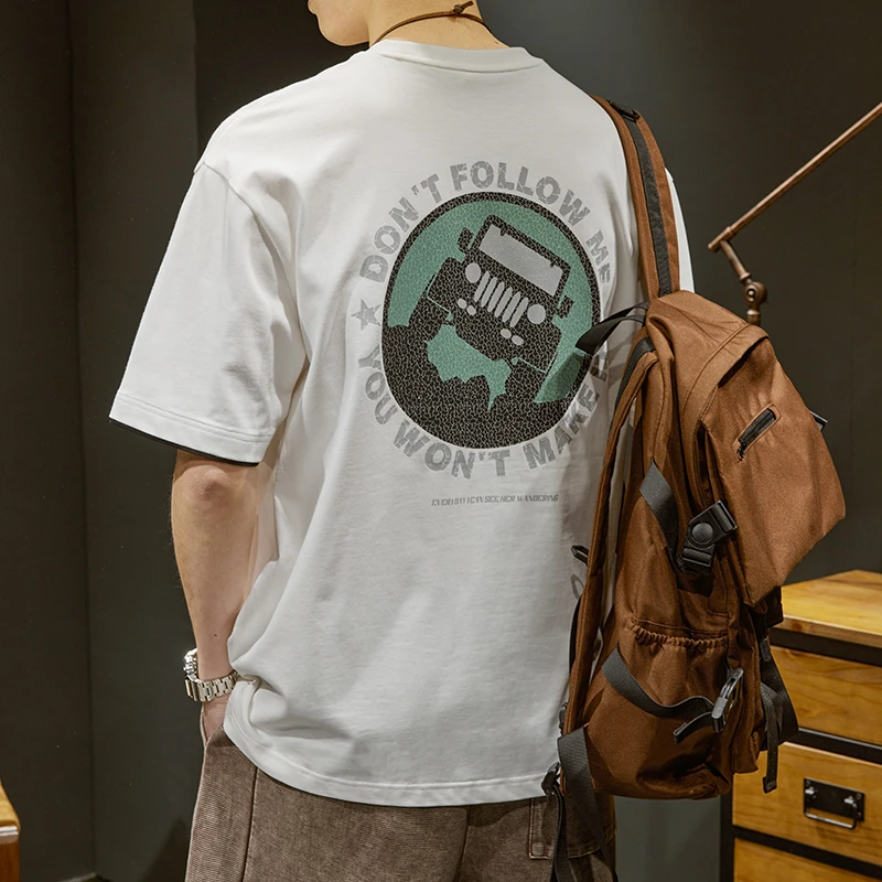 LEIGHZ/雷茨美式重磅短袖t恤夏季男士高街潮牌ins宽松半袖体恤男