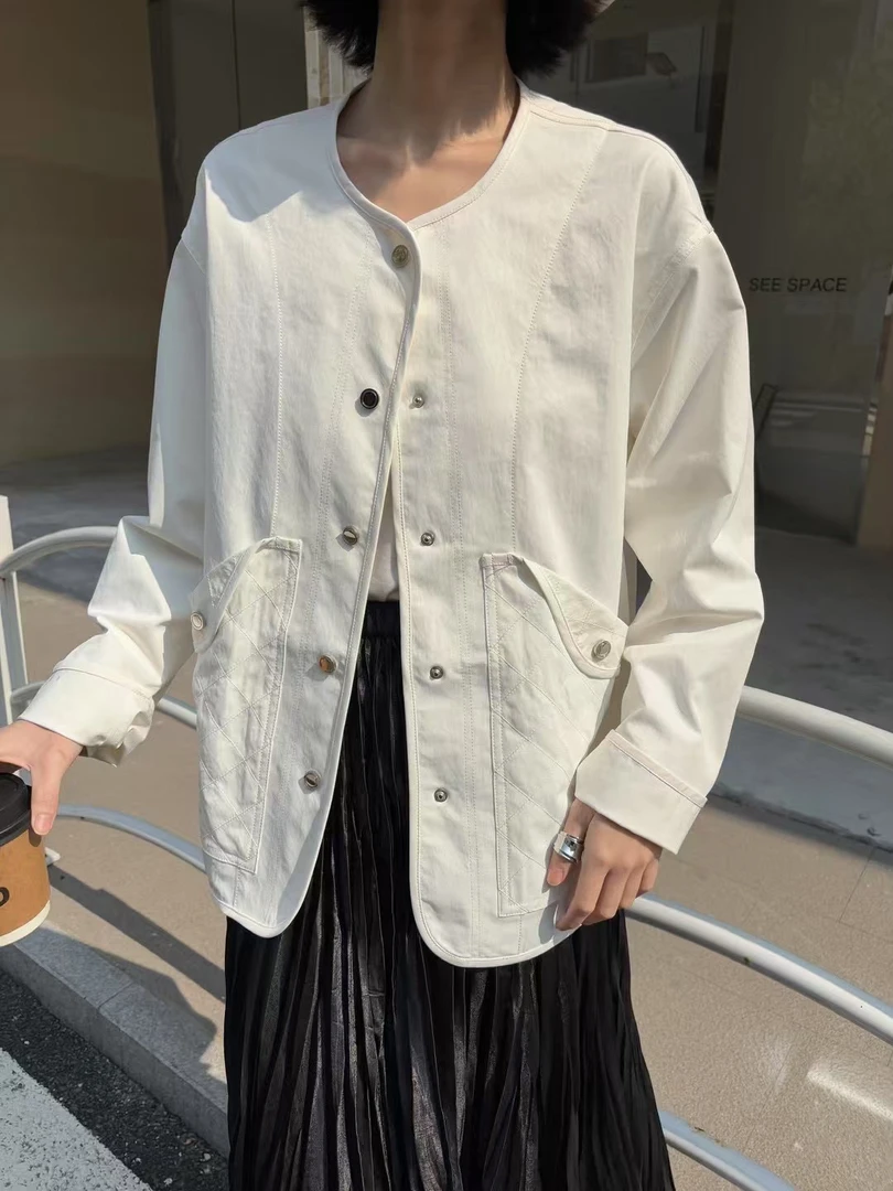 H系列 黄色菱格翻折口袋外套