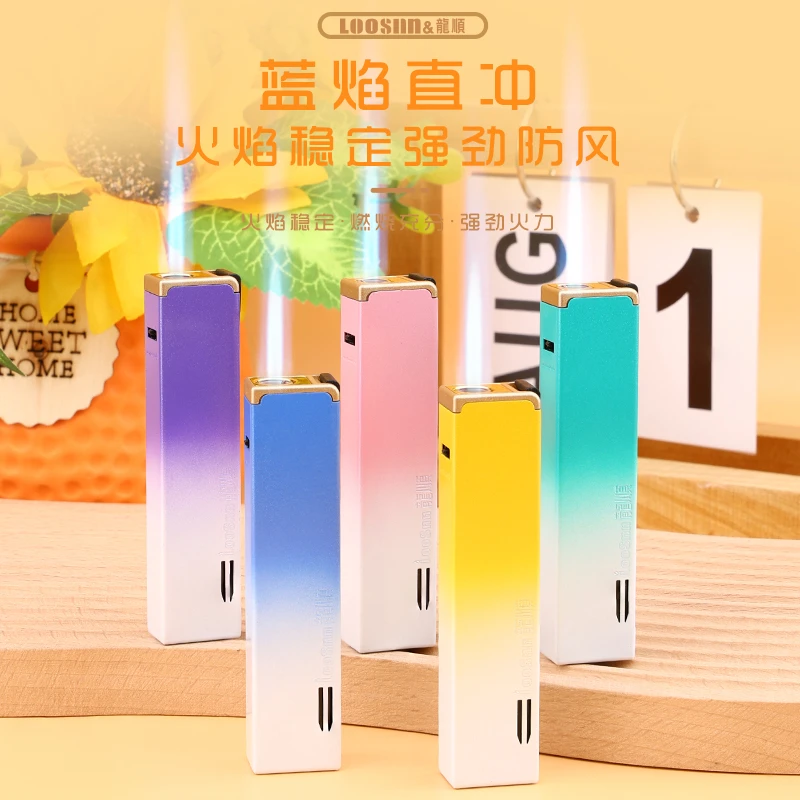 便携金属蓝焰直冲防风可充气高颜值个性耐用打火机广告定制