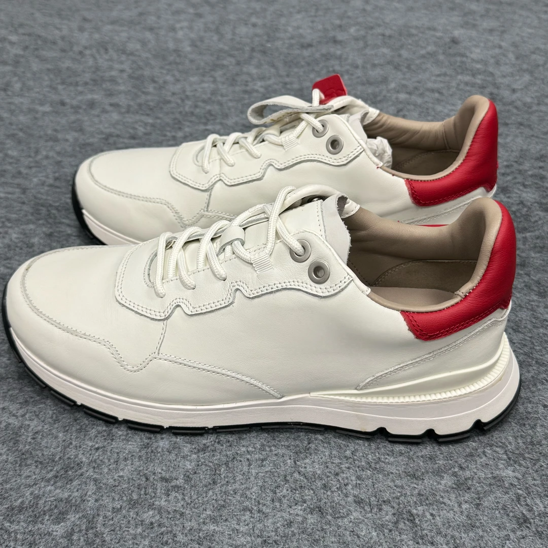 C家-男款舒适耐磨牛皮革圆头系带低帮运动鞋-默认微瑕介意勿拍