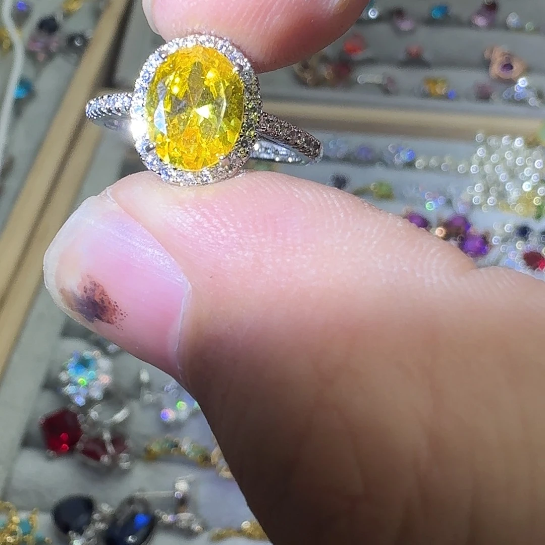 托帕石戒指银S925镶嵌