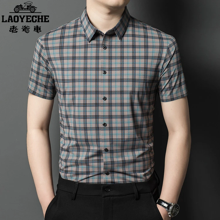老爷车衬衫男短袖2025夏季新款男装爸爸装衬衣痞帅高级感轻奢高端