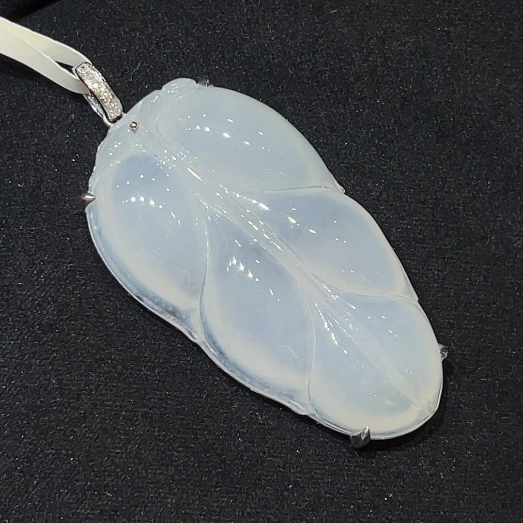7姐专场/翡翠 白冰金枝玉叶吊坠 45*24.8*8.2mm DJ524N9994