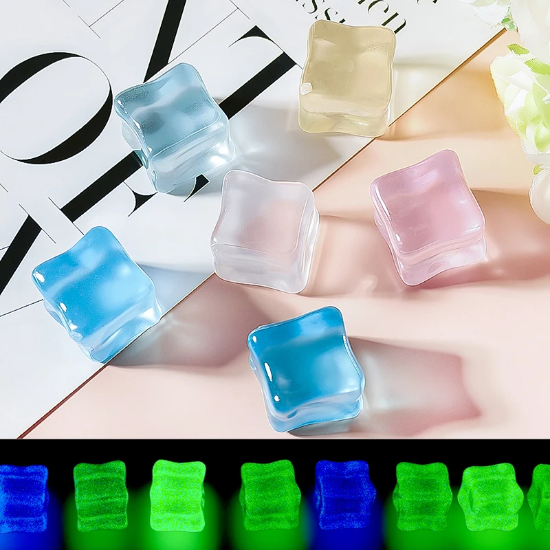 仿真冰块水晶宝石发光石夜光冰块彩色4方块摄影道具Diy创意摆件
