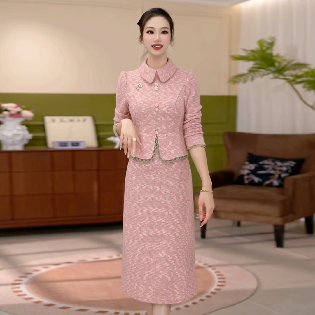 高端精致连衣裙女2025年秋季新款中年妈妈装气质轻奢高级感长裙子