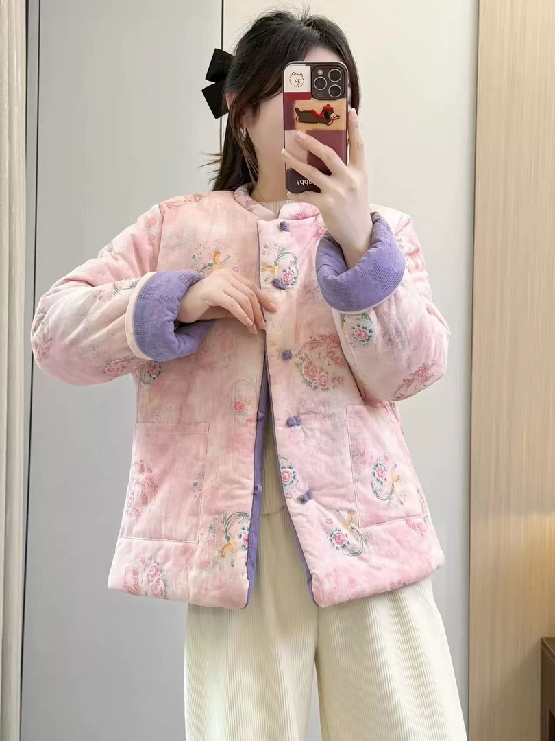 ZN 双面穿中式加厚小花袄