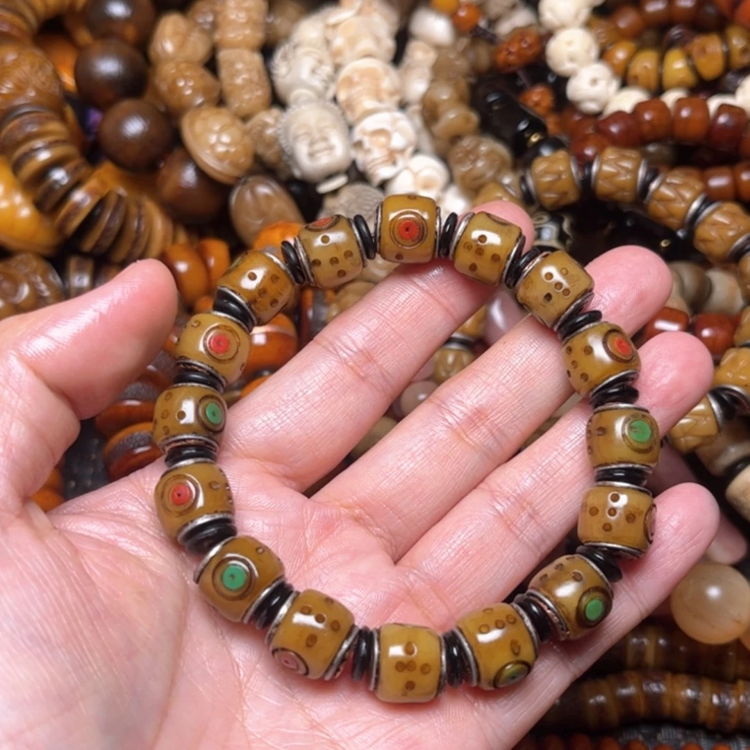 【闪购商品】牛骨手串/手链牛骨原色镶嵌12×16颗