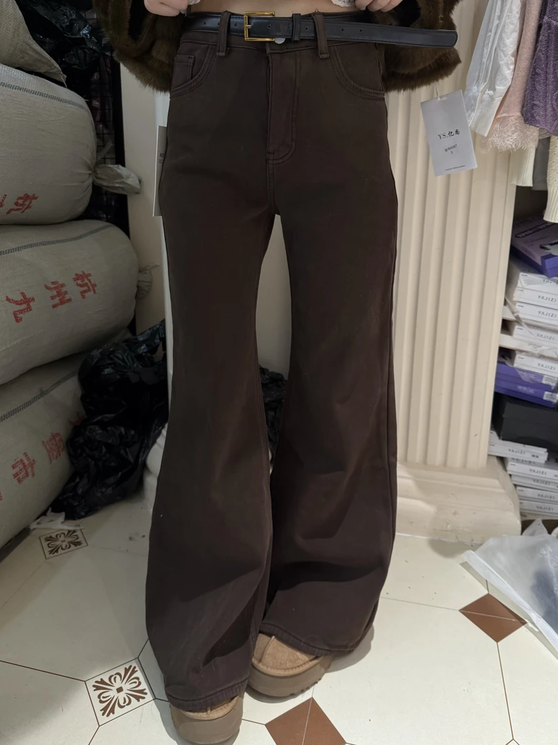 佳丽设计微弹牛仔裤冬季休闲风秋季微喇裤高腰轻熟风7818