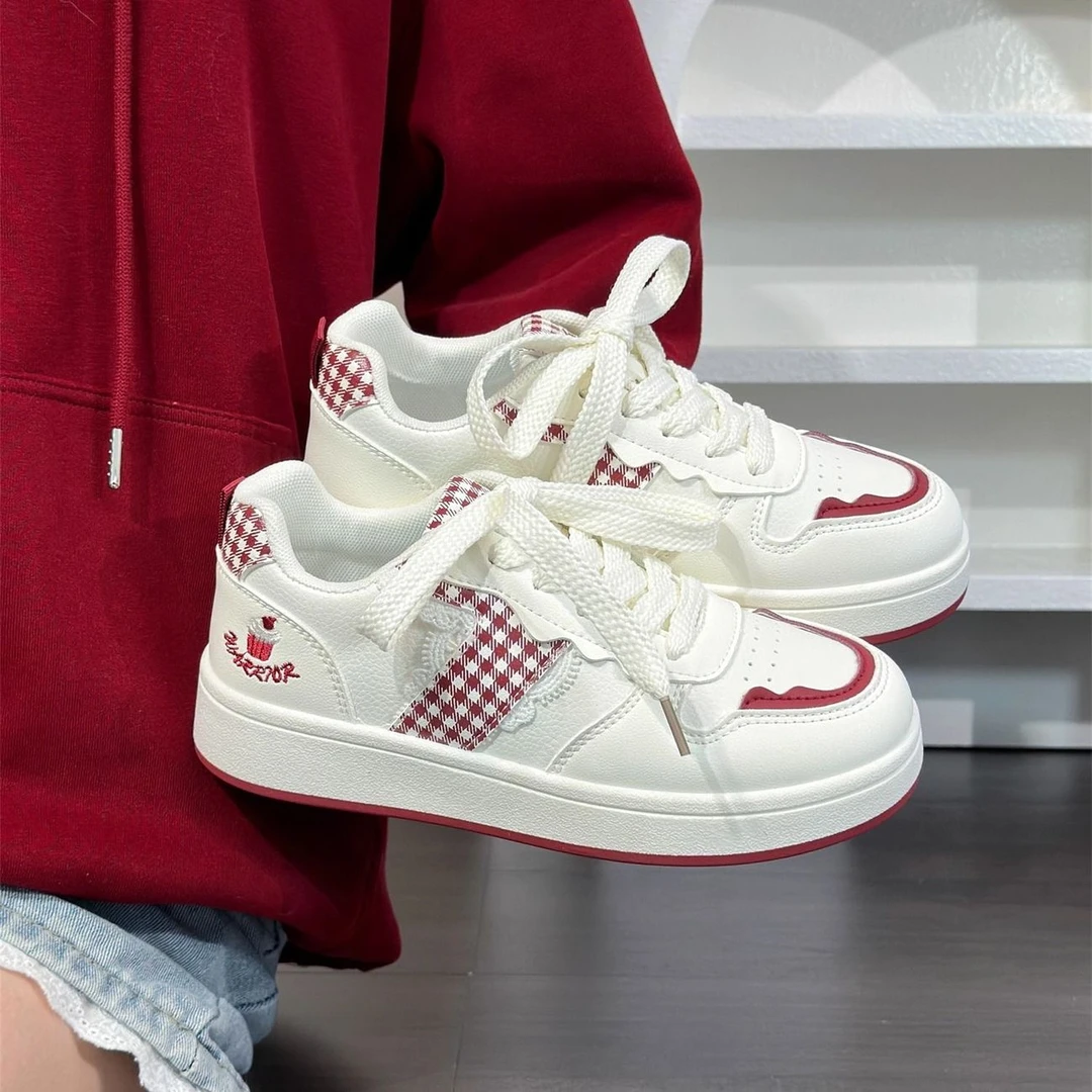 回力樱桃酒红小白鞋大童女鞋2025秋季新款初高中学生时尚休闲鞋子