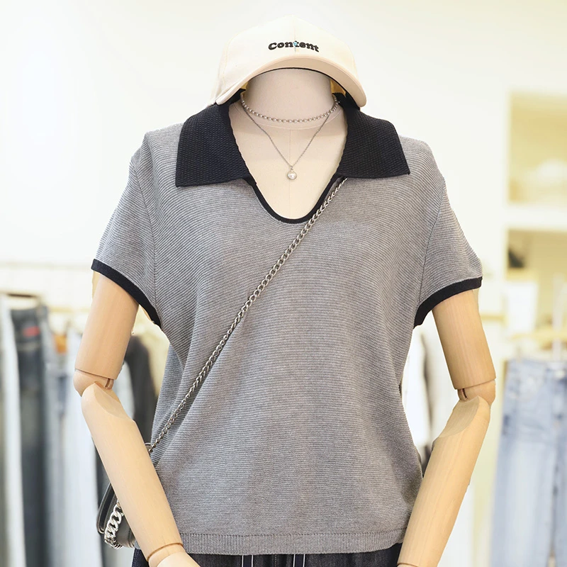 zaw大码胖mm上衣遮肚子遮肉显瘦女装短袖T恤减龄洋气POLO衫/25289