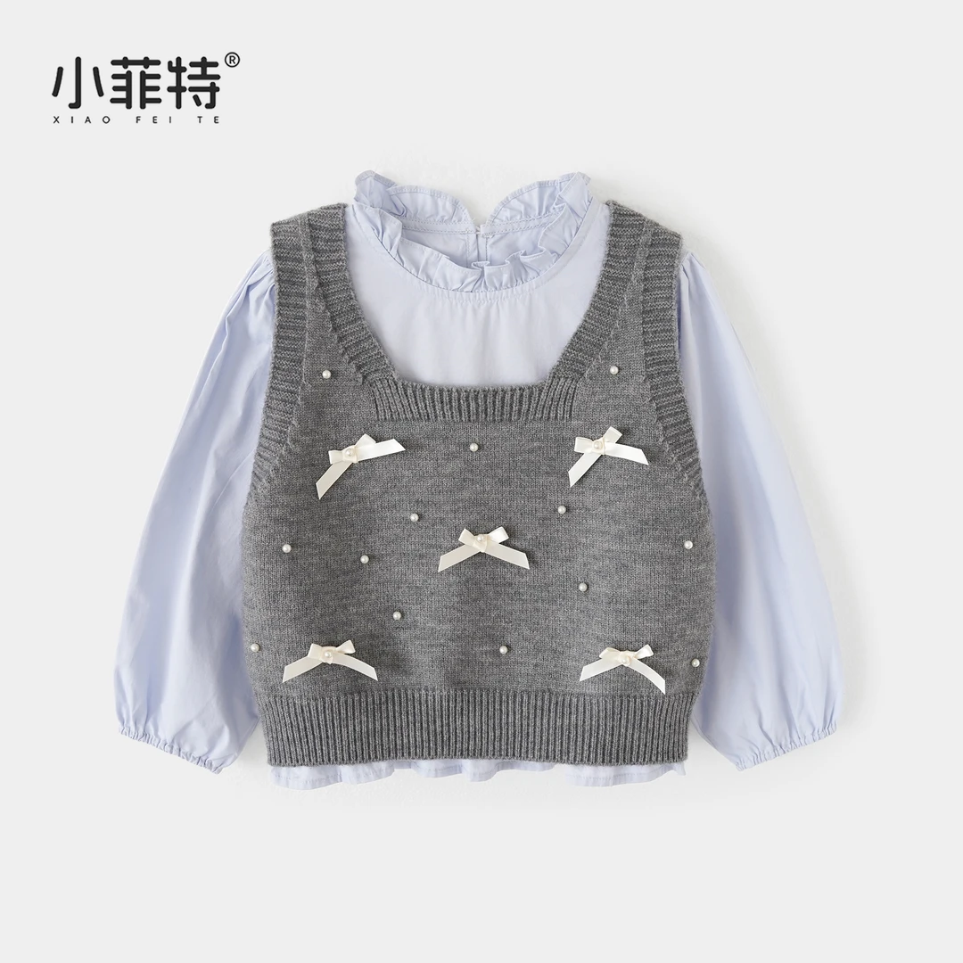 小菲特女童秋装新款马甲套装中大童儿童衬衫休闲两件套BGTQ52851