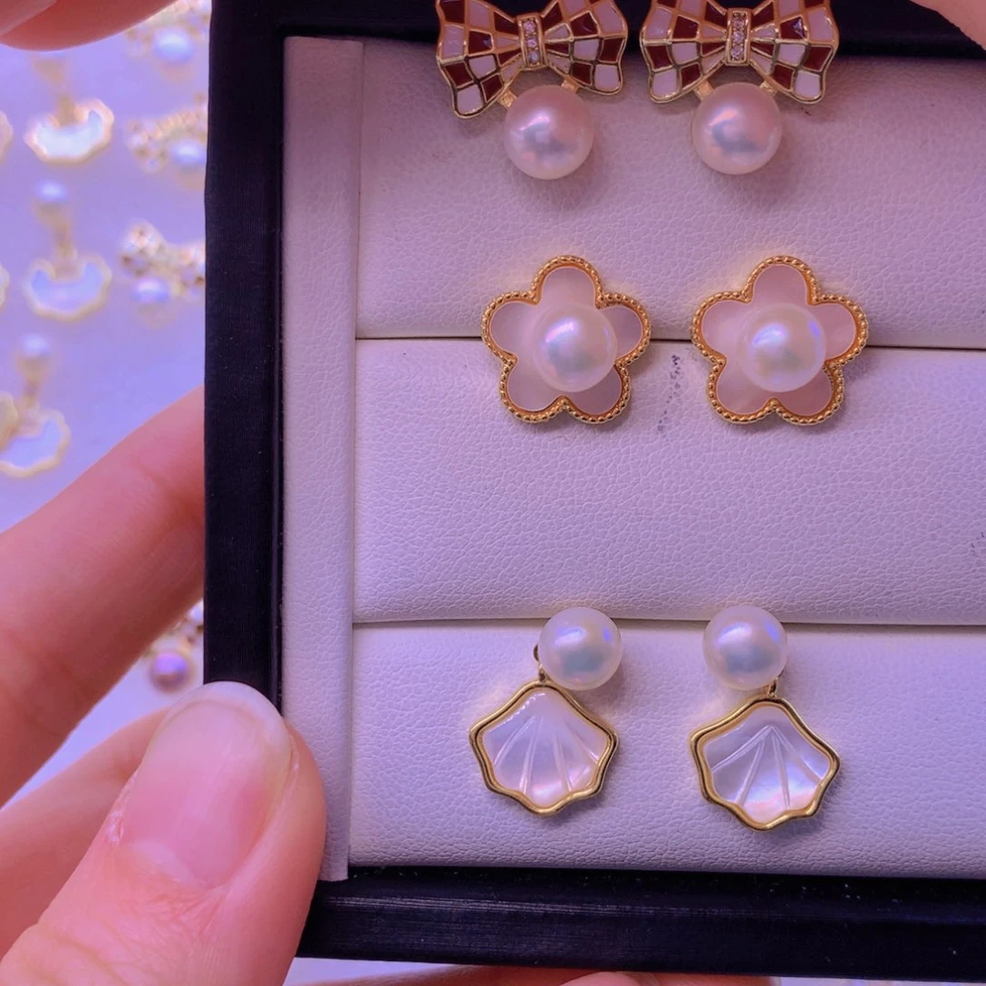 淡水珍珠耳饰合金