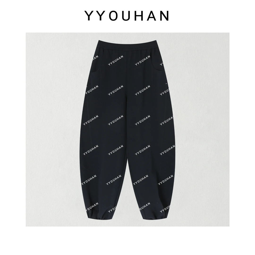 YYOUHAN 2025新款小众设计口袋明线刺绣百搭休闲卫裤 2508C4870