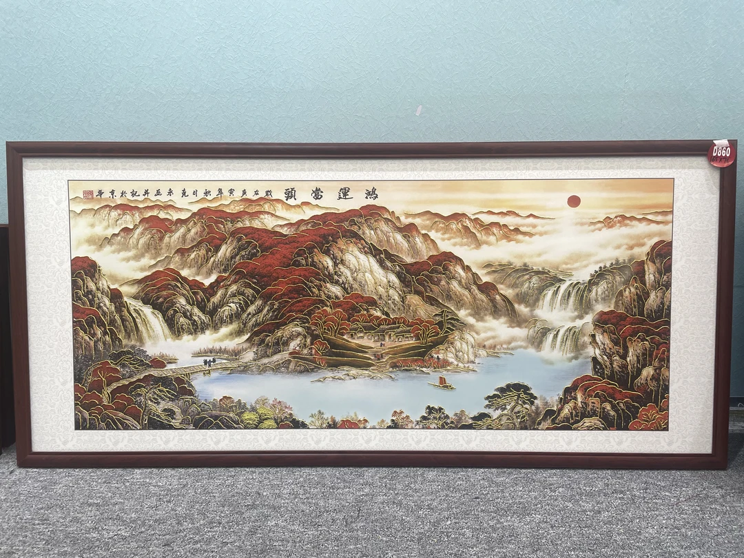 鎏金D860新中式165x75cm山水画客厅装饰画沙发背景墙挂画